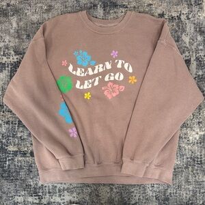 PacSun Brown Floral Graphic Crew Neck Sweater